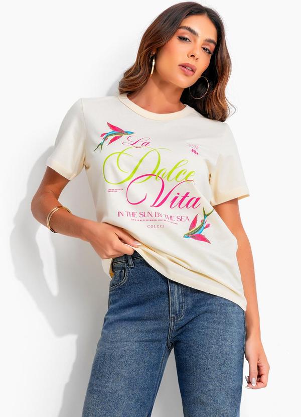Camiseta em Malha Bege