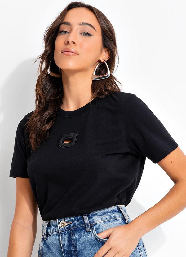 Vista 2 Camiseta em Malha Preto Colcci Jeans Colcci Jeans