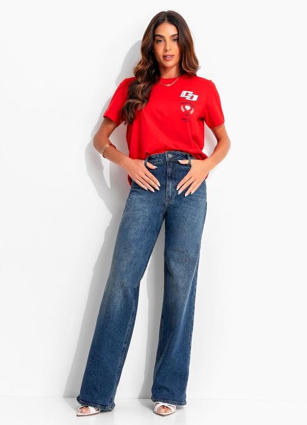 Camiseta em Malha Vermelho