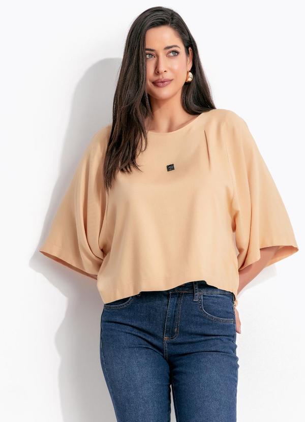 Camiseta em Viscose Bege