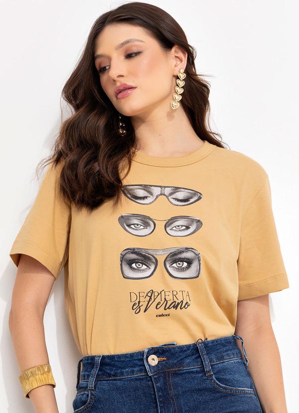 Camiseta Estampada Bege