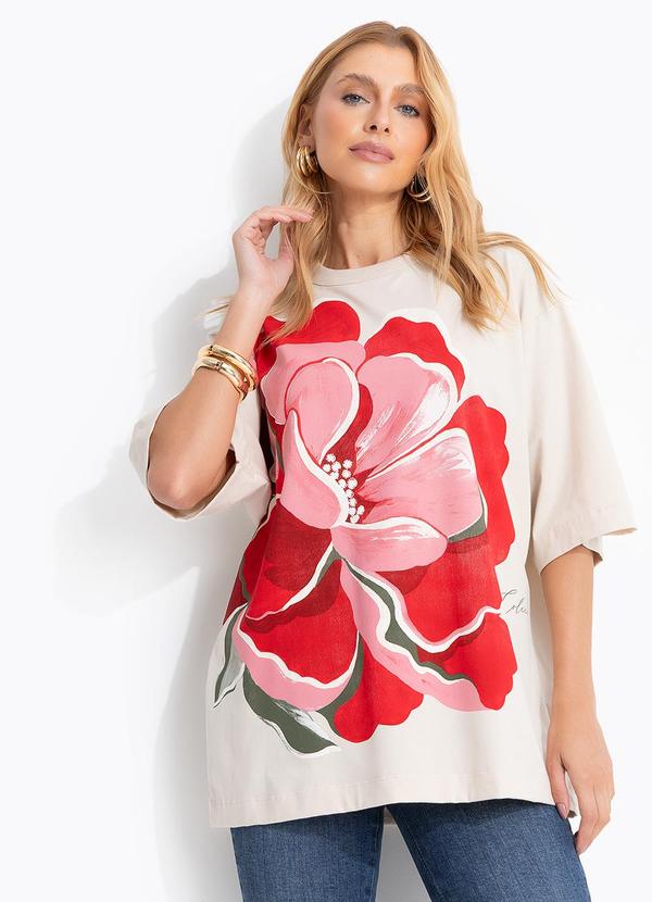 Camiseta Estampada Bege