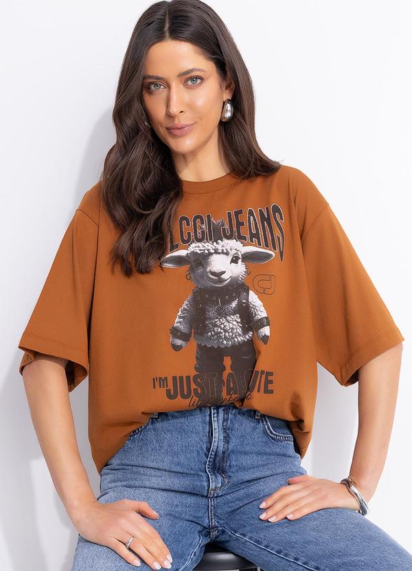 Camiseta Estampada Cj Marrom