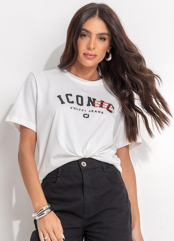 Camiseta Estampada e Bordada Off White