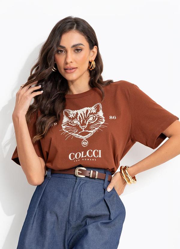 Camiseta Estampada Marrom