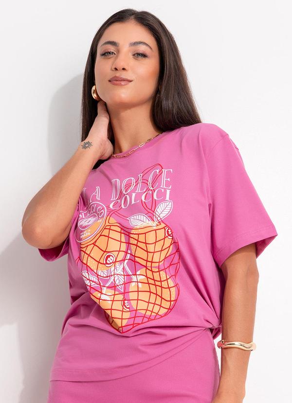 Camiseta Estampada Rosa