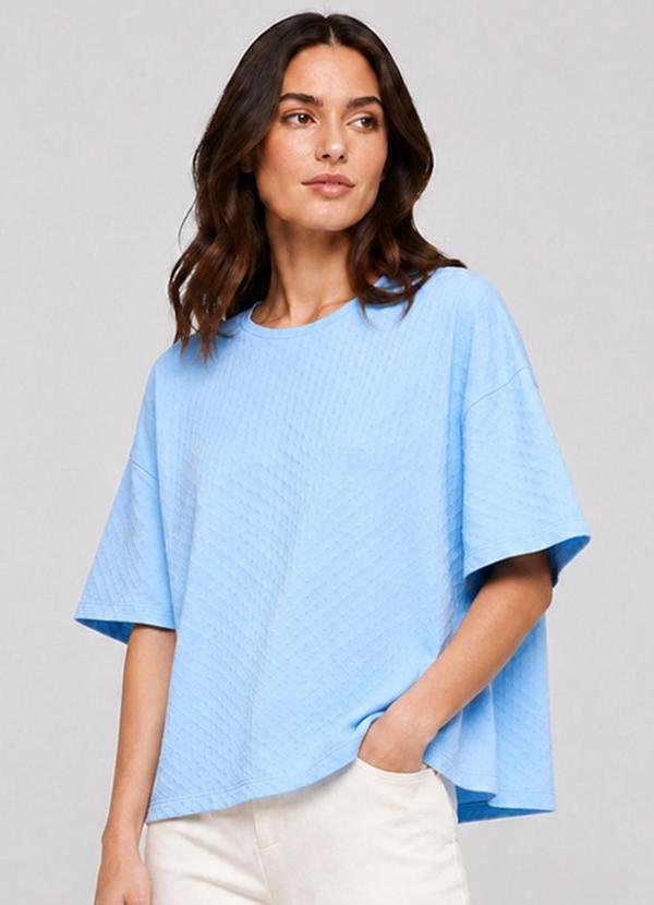 Camiseta Feminina Básica Piume Malha Azul