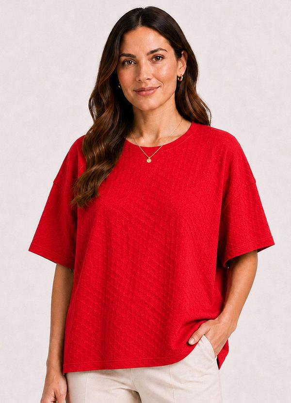 Camiseta Feminina Básica Piume Malha Vermelho