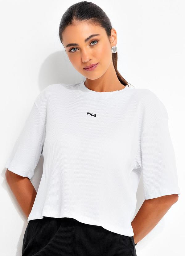 Vista 2 Camiseta Feminina Confort Canelada Branco Fila Fila