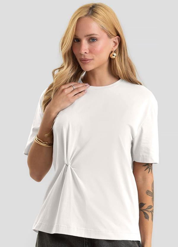 Camiseta Feminina Cotton Leve com Torção Bege