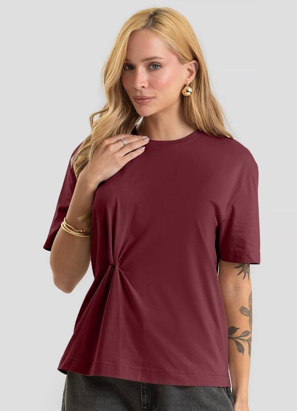 Camiseta Feminina Cotton Leve com Torção Vermelho