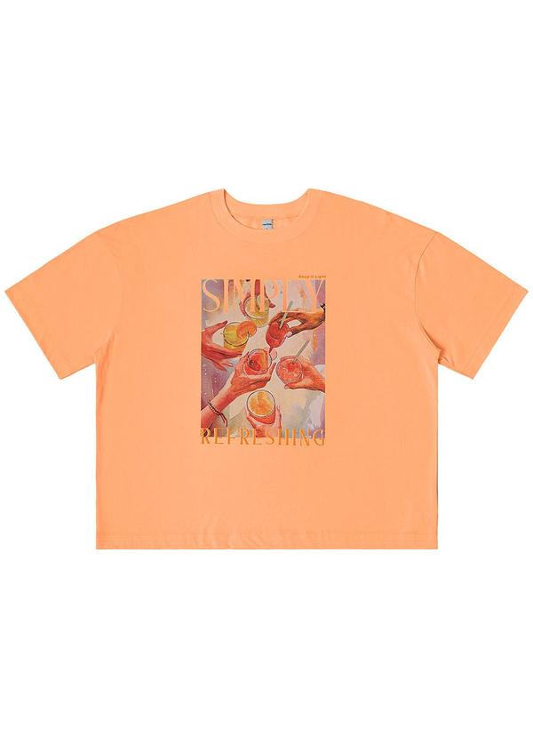 Camiseta Feminina em Meia Malha Laranja