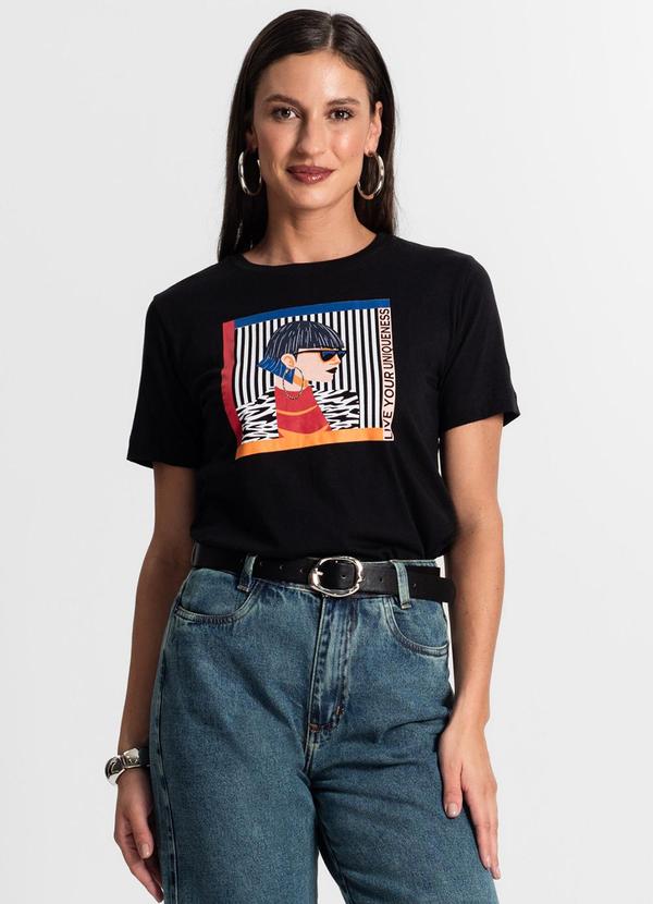 Camiseta Feminina em Meia Malha Preto