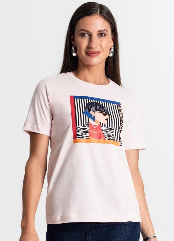 Camiseta Feminina em Meia Malha Rosa