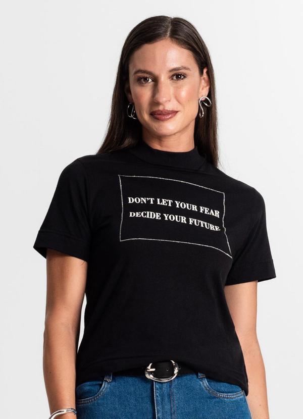 Camiseta Feminina Gola Alta Preto