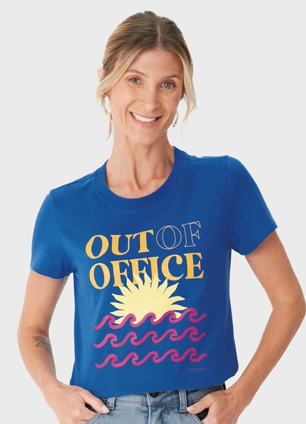 Camiseta Out Of Office em Malha Azul Royal