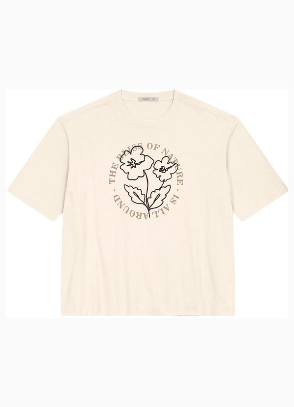 Camiseta Plus Size em Meia Malha Bege