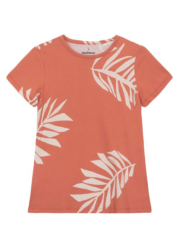 Camiseta Slim Folhagens Terracota