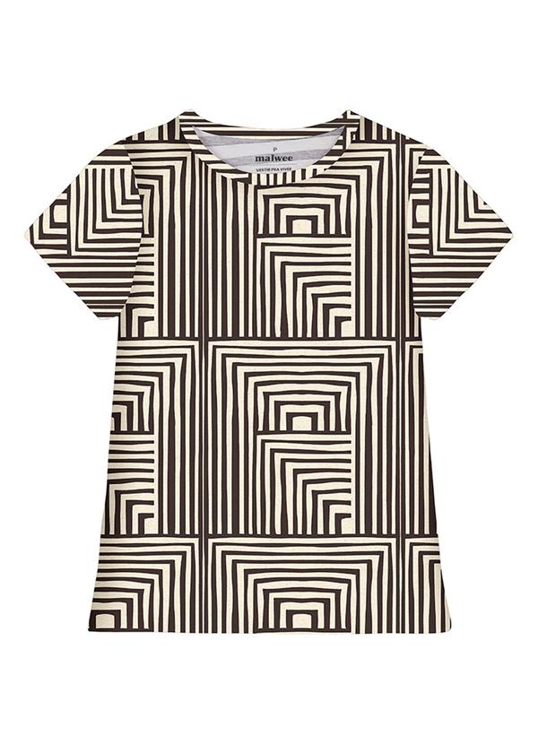 Camiseta Slim Geométrica Off White