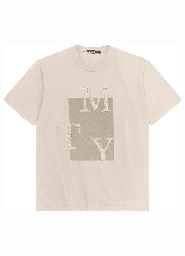 Camiseta T-Shirt Manga Curta em Meia Malha Bege
