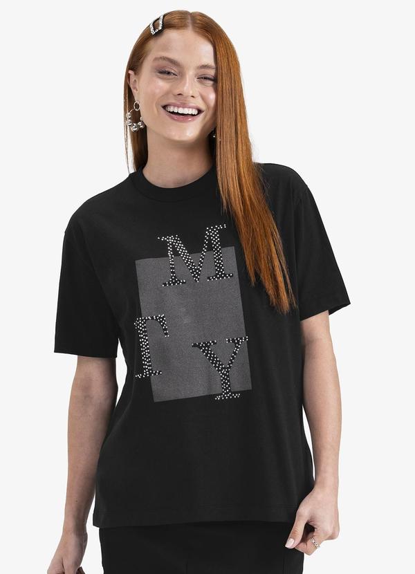 Camiseta T-Shirt Manga Curta em Meia Malha Preto