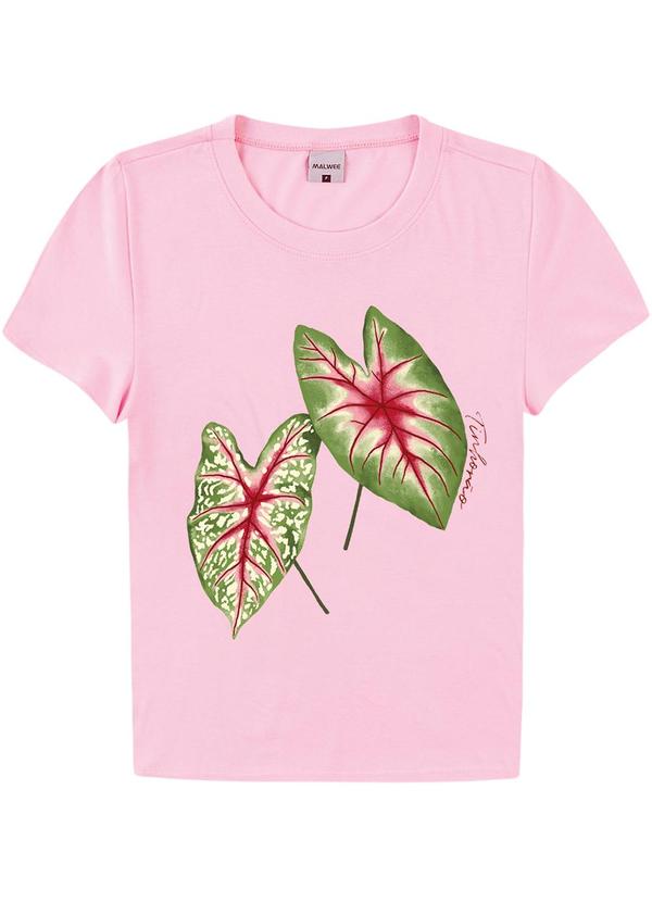 Vista 2 Camiseta Tinhorão em Malha Rosa Claro Malwee Malwee
