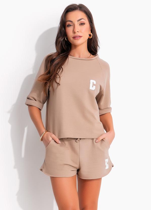 Conjunto Bege em Moletom Careca
