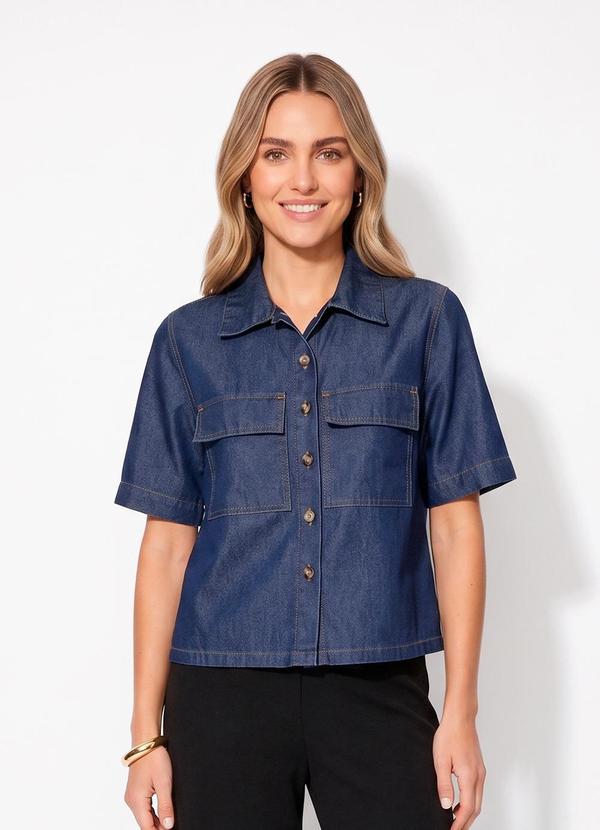 Jaqueta Azul Escuro em Jeans