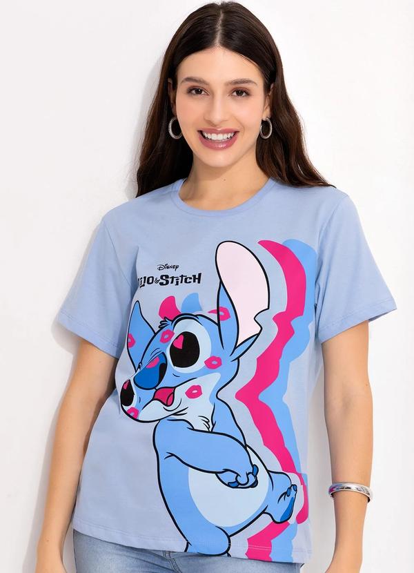 T-Shirt Azul Bebê em Malha de Algodão Penteado