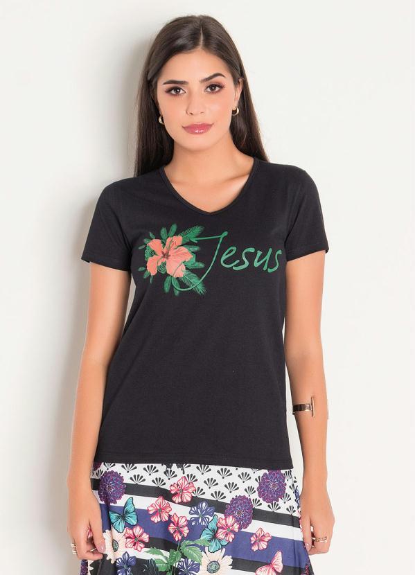 T-Shirt Decote V Preta