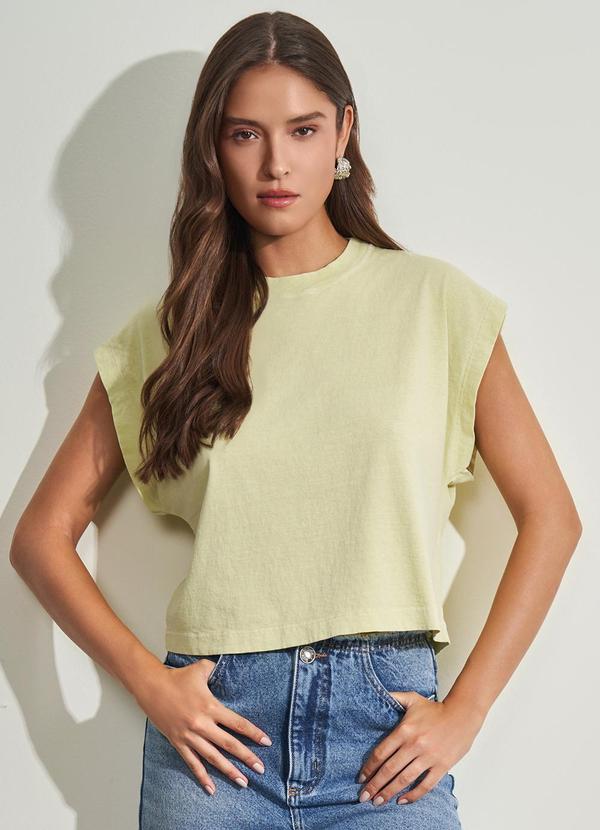 T-Shirt em Meia Malha Estonada Verde