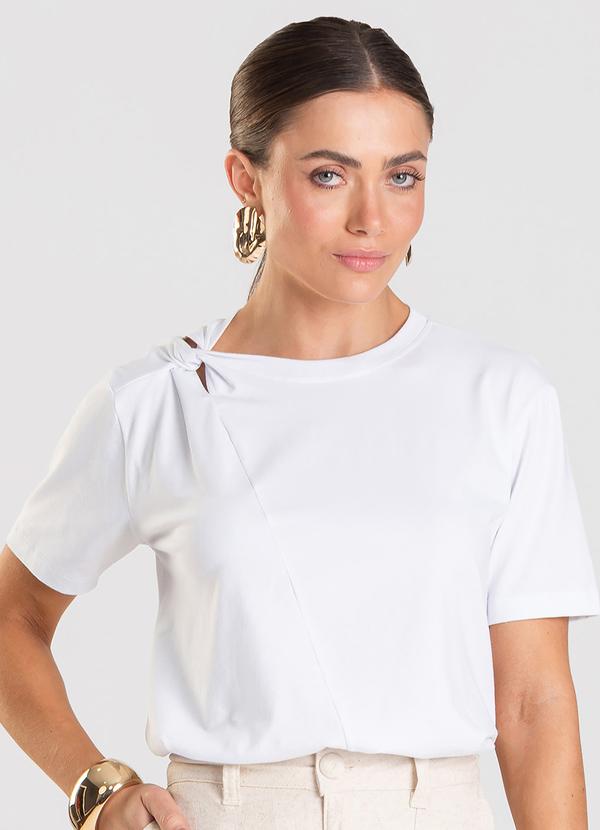 T- Shirt Feminina com Detalhe em Nó Branco