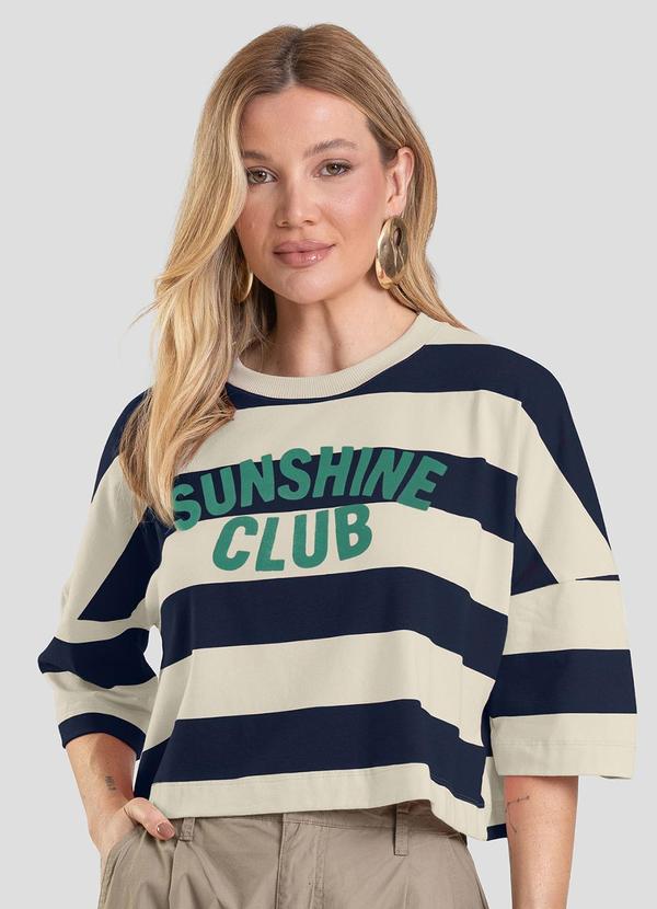 T- Shirt Feminina Cropped Azul