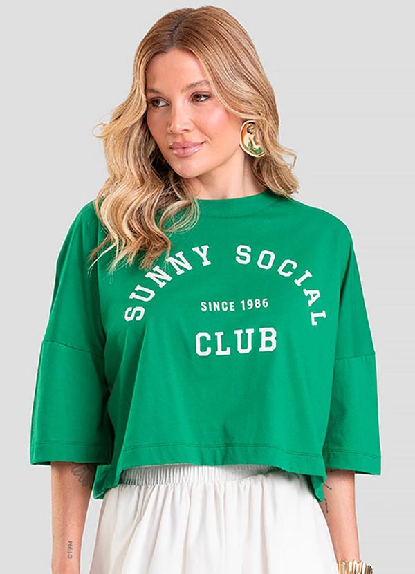 T- Shirt Feminina Cropped Verde