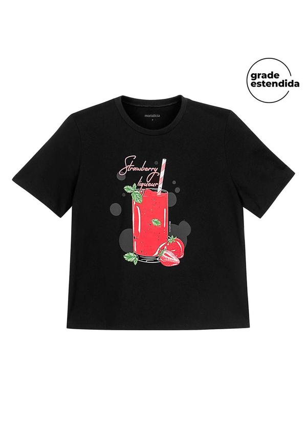 T-Shirt Feminina Drinks Regular Preto