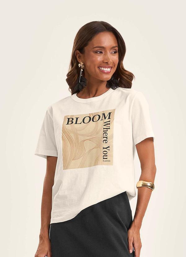 Vista 2 T- Shirt Feminina em Meia Malha Bege Rovitex Rovitex