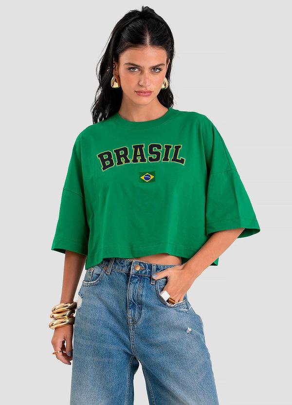 T-Shirt Feminina em Meia Malha Brasil Verde