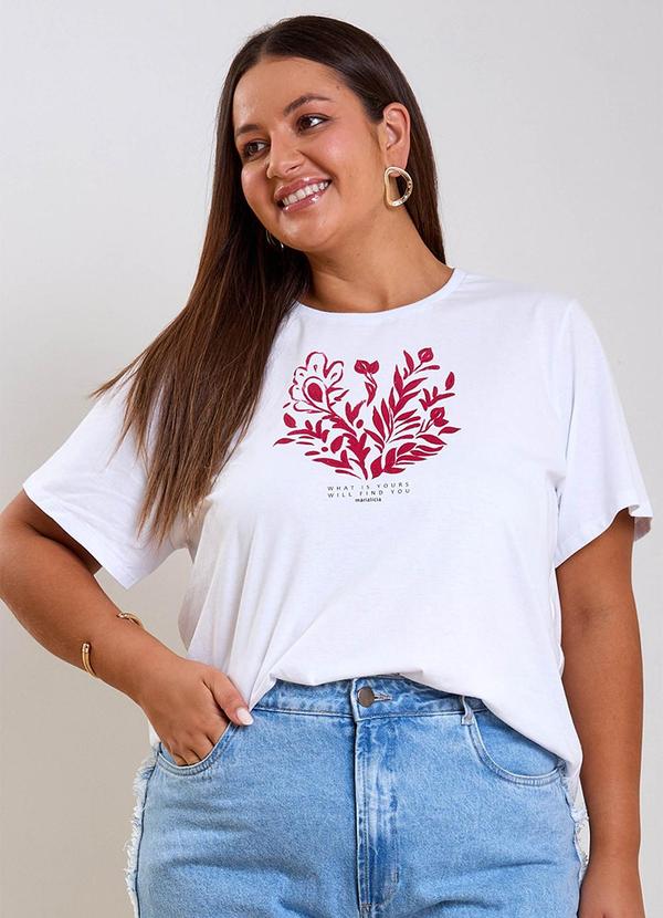 T-Shirt Feminina Floral Regular Branco
