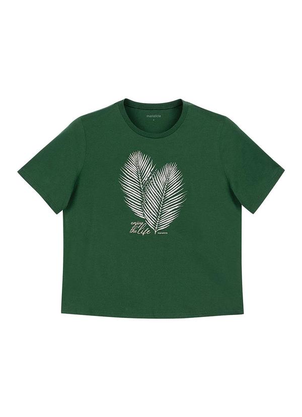 T-Shirt Feminina Floral Regular Verde