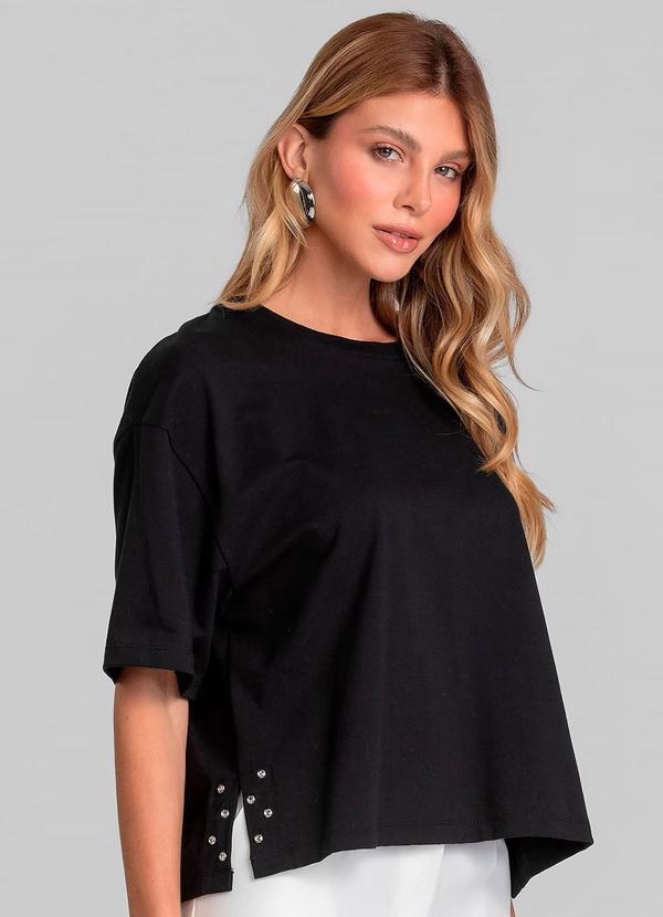 T- Shirt Feminina Manga Curta Box Preto