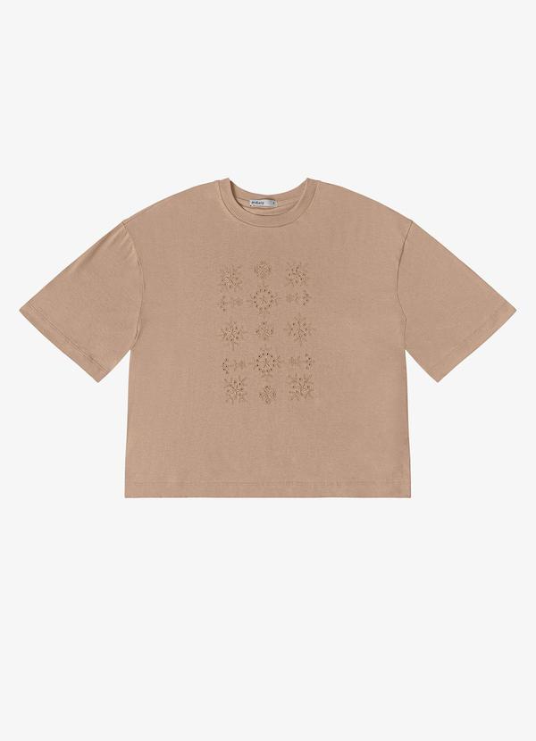T- Shirt Feminina Manga Curta Marrom