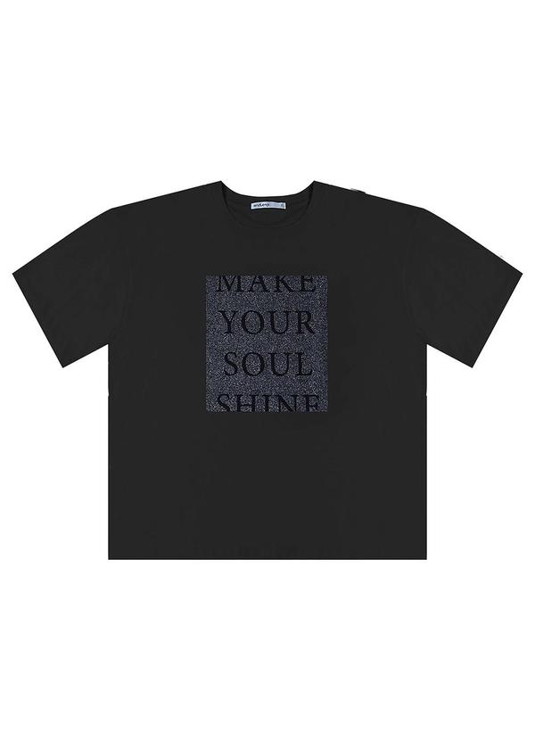 T- Shirt Feminina Manga Curta Preto