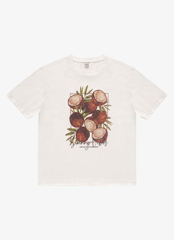 T- Shirt Feminina Meia Malha Bege