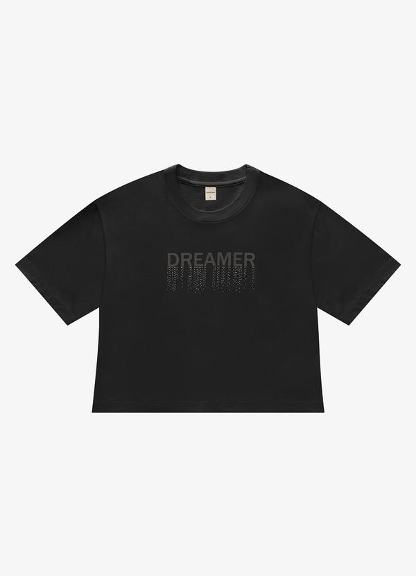 T- Shirt Feminina Meia Malha Preto