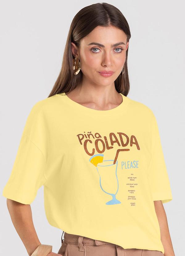 T- Shirt Feminina Oversized Amarelo