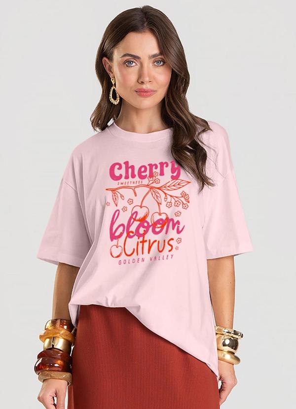 T- Shirt Feminina Oversized Rosa