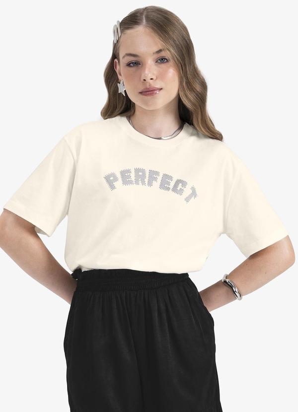 T- Shirt Juvenil em Meia Malha Bege