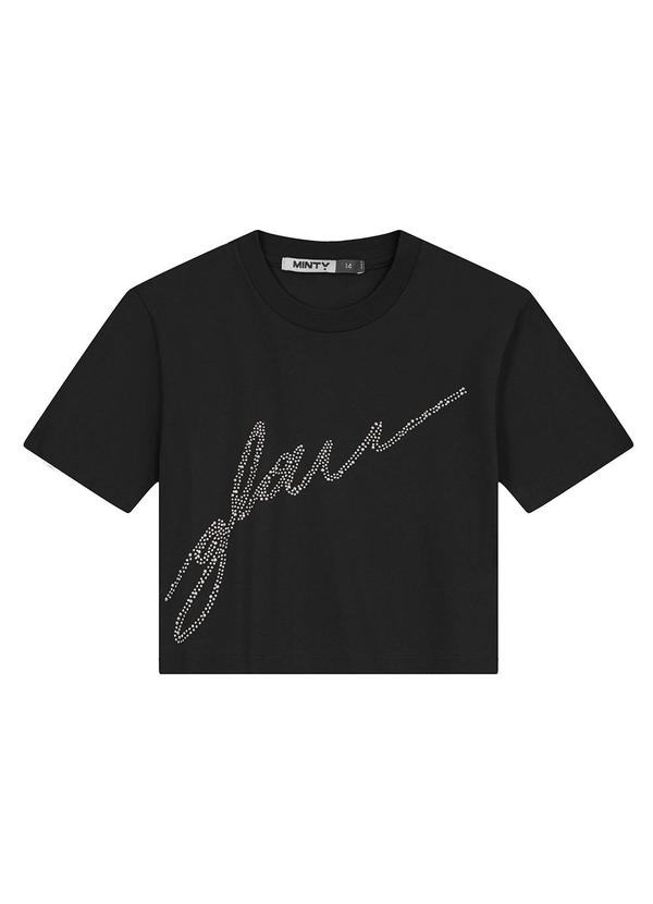 T- Shirt Juvenil Manga Curta em Meia Malha Preto