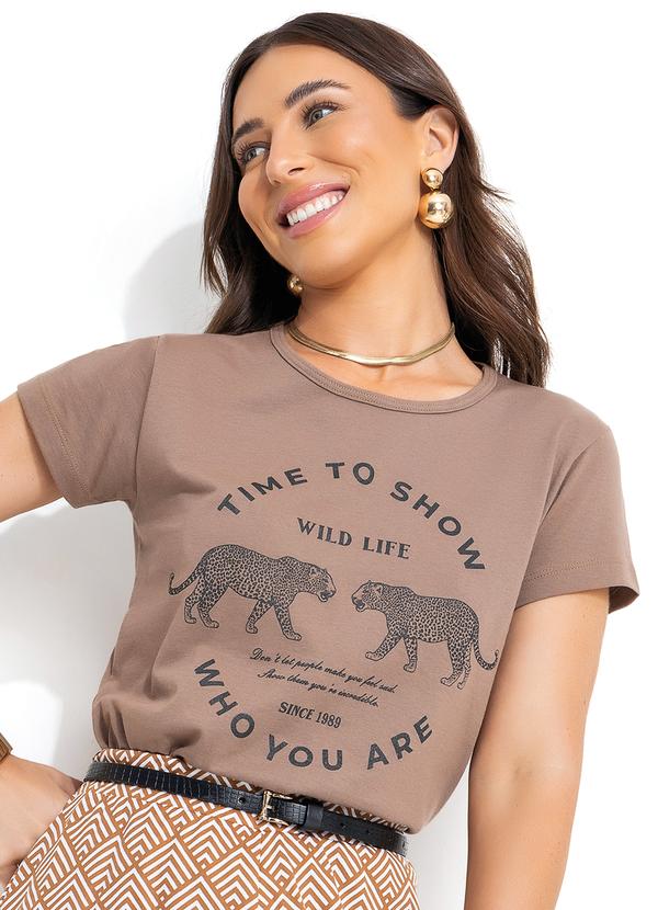 T-Shirt Marrom em Malha de Algodão