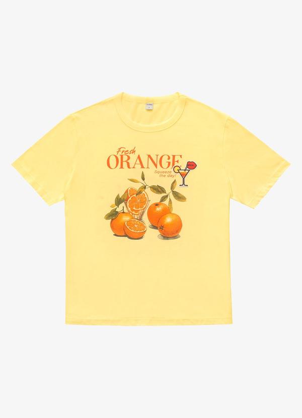 T- Shirt Meia Malha Feminina Amarelo